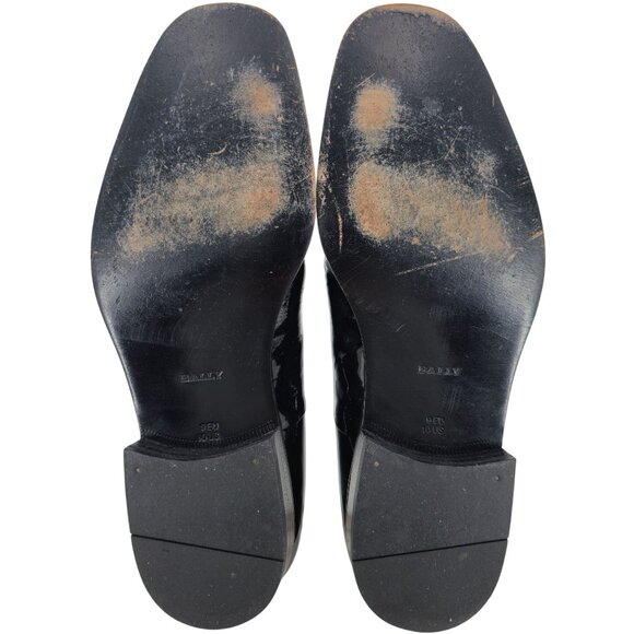 Bally Italy Black Patent Leather Formal Dress Shoes Men size 10 Cap-toe Oxfords